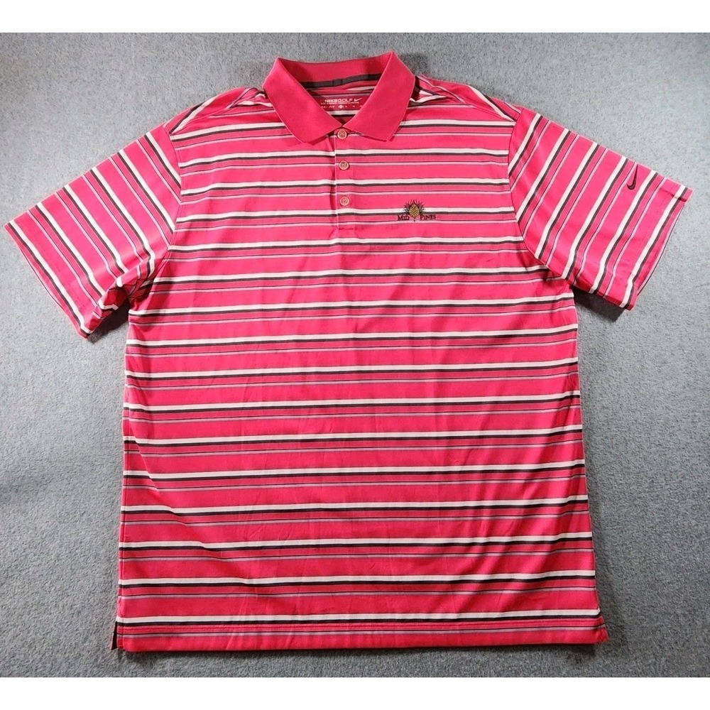 Nike Golf X Mid Pines Golf Club Mens Polo Shirt, Size XL, Pink Stripe